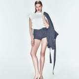 Mavi desenli mini şort