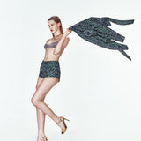 Yeşil desenli mini şort