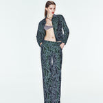 Yeşil baskı desenli pantolon