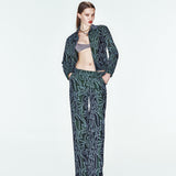 Yeşil desenli fermuarlı ceket