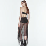 Midi boy tül jarse şortlu etek