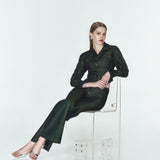 Yeşil fermuar detaylı denim pantolon