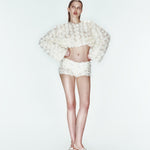 Khela 3d çiçek desenli mini beyaz şort