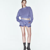 Mor oversize kalıp pamuk sweatshirt