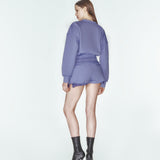 Mor oversize kalıp pamuk sweatshirt