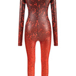 Khela kırmızı desenli hallowen bodysuit
