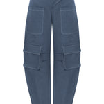 Khela mavi cutout detaylı geniş paça tasarımlı rahat kalıp pantolon