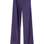 Khela bel dekolteli demir tokalı mor kumaş pantolon