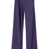 Khela bel dekolteli demir tokalı mor kumaş pantolon