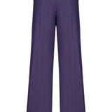 Khela bel dekolteli demir tokalı mor kumaş pantolon