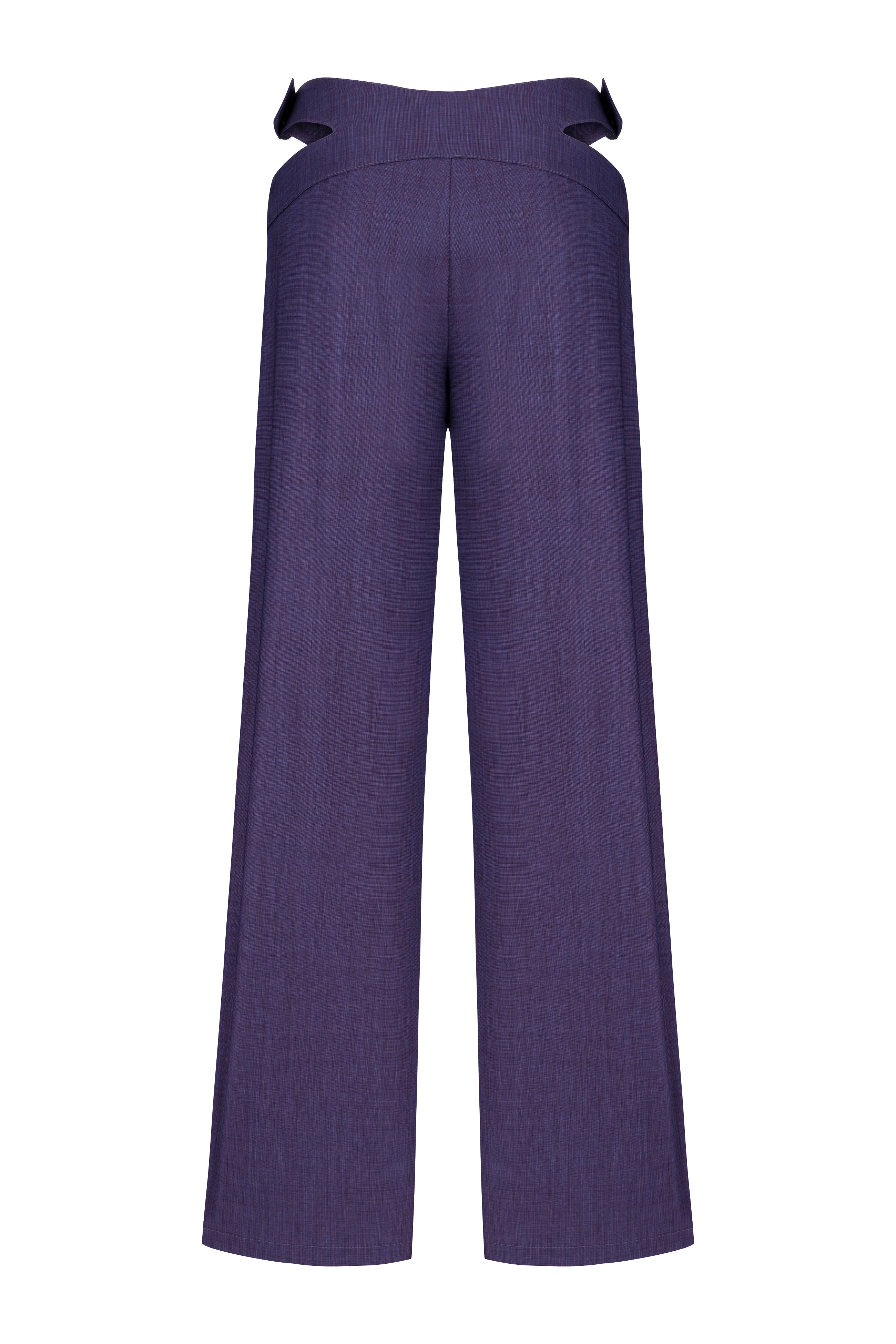 Khela bel dekolteli demir tokalı mor kumaş pantolon