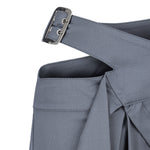 Khela bel dekolteli demir tokalı gri kumaş pantolon