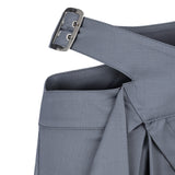 Khela bel dekolteli demir tokalı gri kumaş pantolon