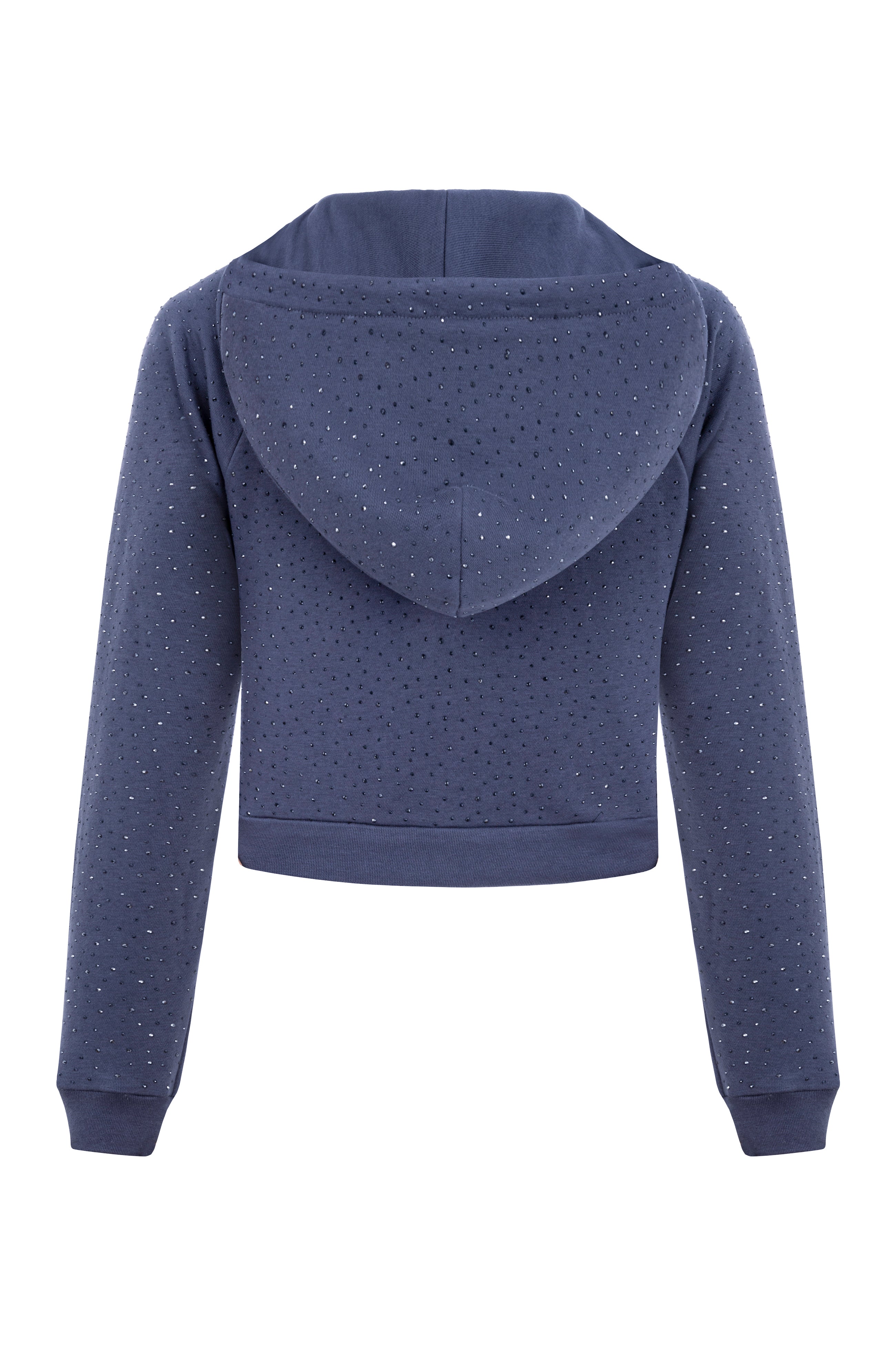 Khela mavi taşlı kapüşonlu