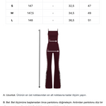 Bordo ayarlanabilir kemer detaylı flared tulum