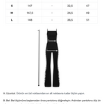 Siyah ayarlanabilir kemer detaylı flared tulum