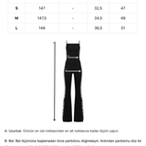 Siyah ayarlanabilir kemer detaylı flared tulum