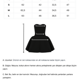 Khela siyah godet detaylı mini elbise