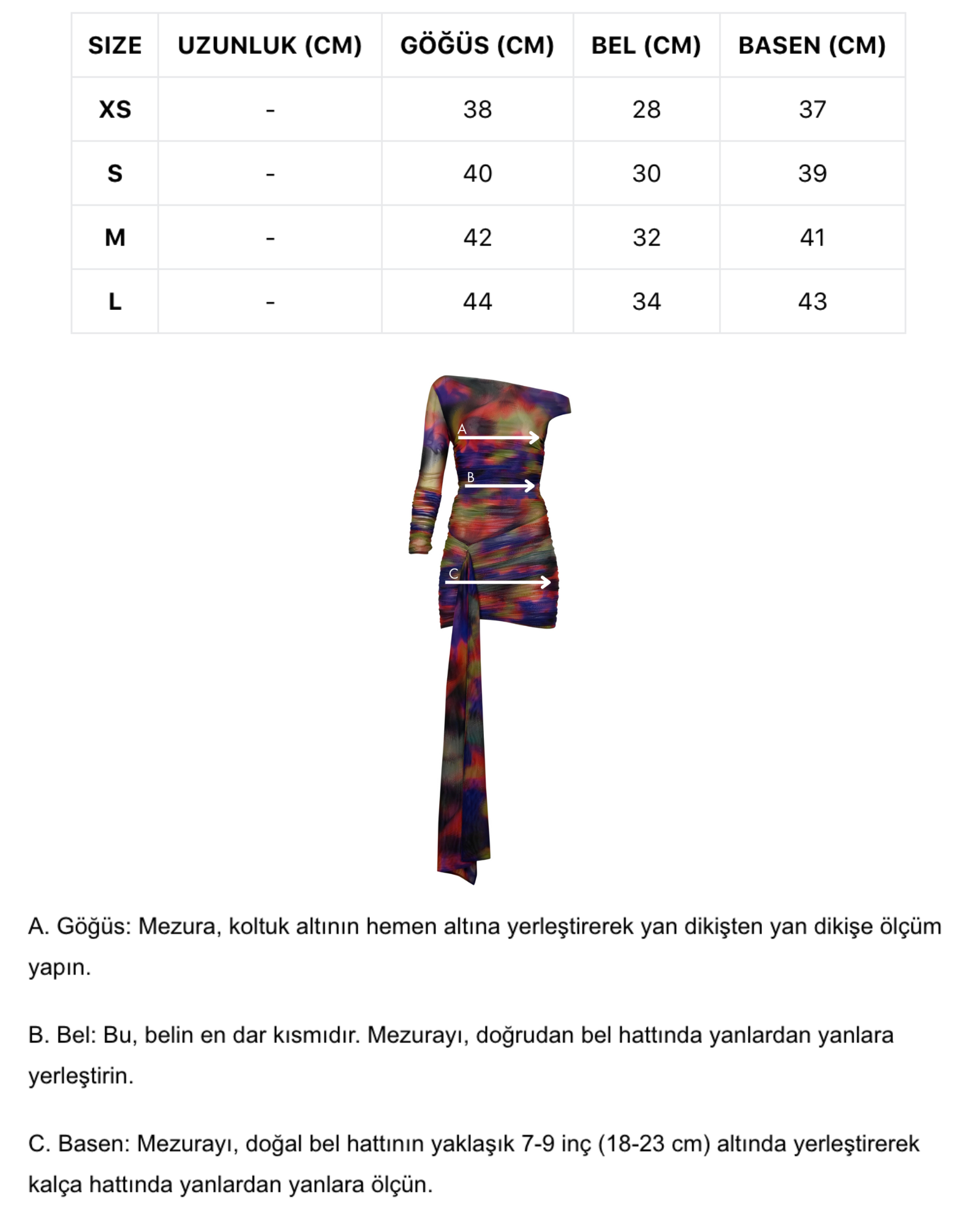 Desenli tek omuz tek kol detaylı drapeli mini elbise