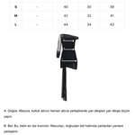 Desenli tek omuz tek kol detaylı drapeli mini elbise