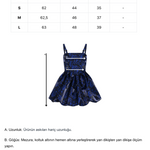 Mavi siyah desenli balon elbise