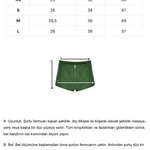 Yeşil denim fermuarlı mini şort