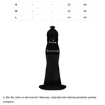 Siyah tül kumaş büzgü detaylı göğüs dekolteli transparan maksi elbise