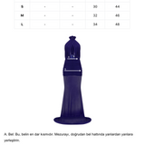 Mor tül kumaş büzgü detaylı göğüs dekolteli transparan maksi elbise