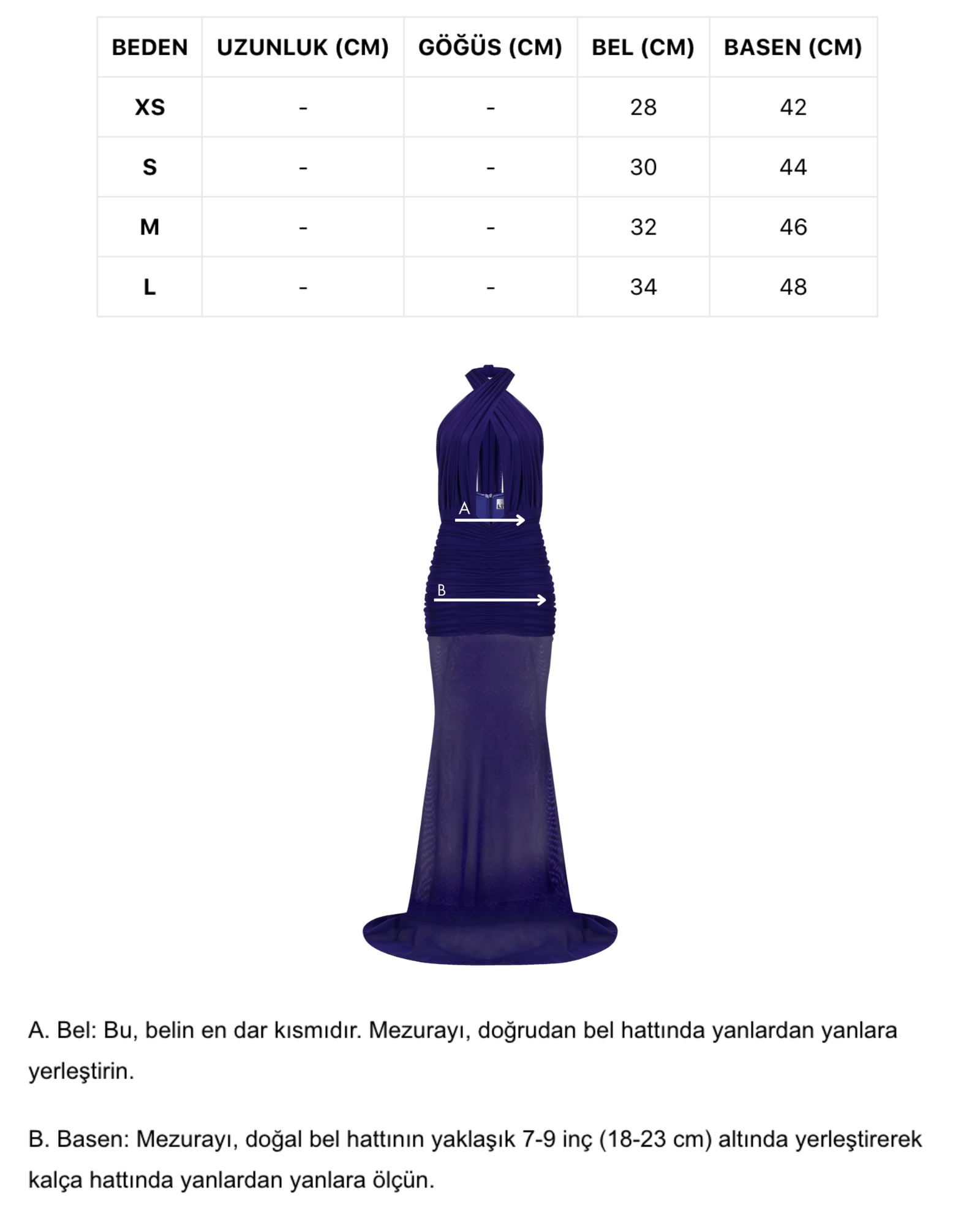 Mor tül kumaş büzgü detaylı göğüs dekolteli transparan maksi elbise