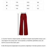 Bordo metal düğmeli yırtmaçlı bol pantolon