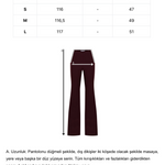 Bordo flare kalıp kemer ve pencere detaylı pantolon