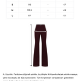 Bordo flare kalıp kemer ve pencere detaylı pantolon