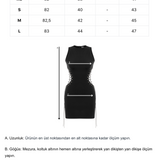 Khela siyah kolsuz bel dekolteli bağlama detaylı mini elbise