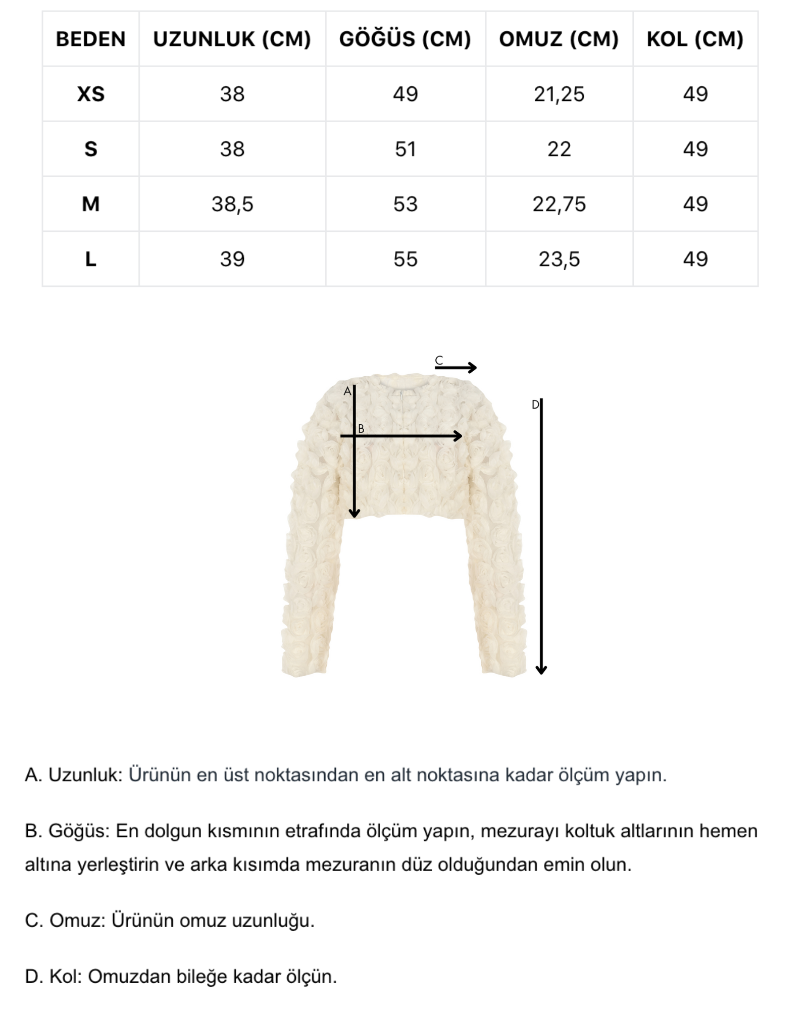 3d çiçek desenli uzun kollu crop