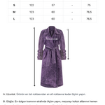 Khela mor eskitme kumaş uzun trençkot