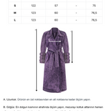 Khela mor eskitme kumaş uzun trençkot