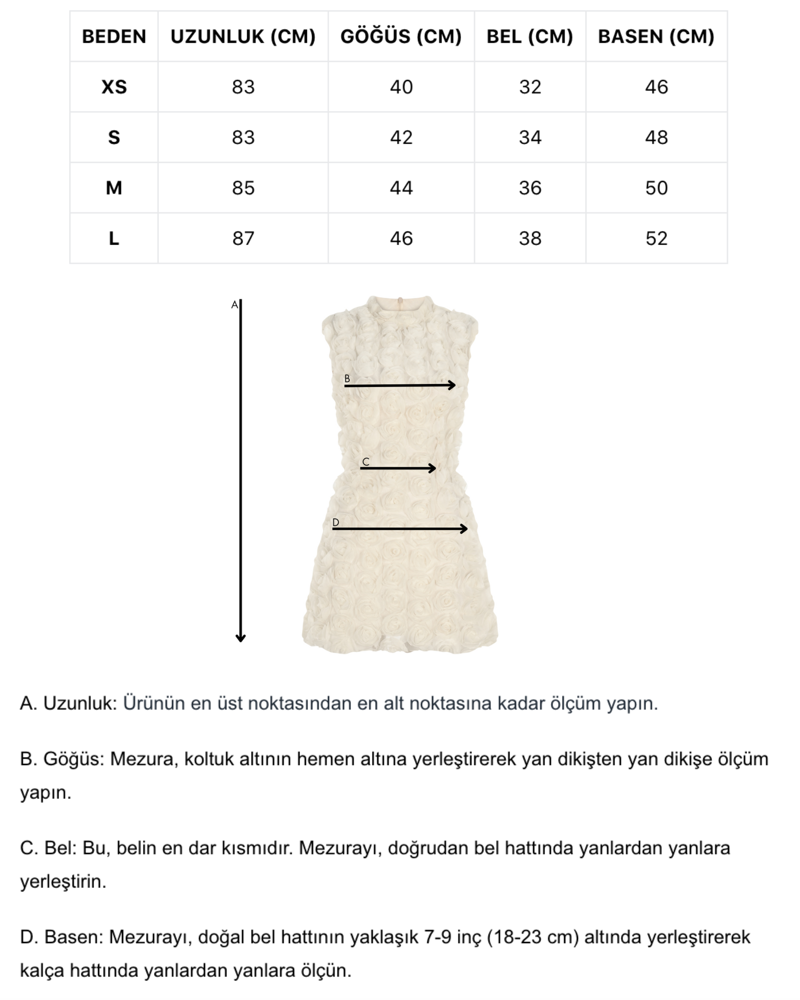Ekru mandarin yaka 3D çiçekli detaylı a kesim mini elbise