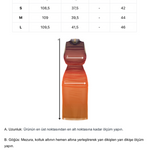 Khela turuncu gradyan baskı dik yaka kolsuz drape detaylı midi elbise