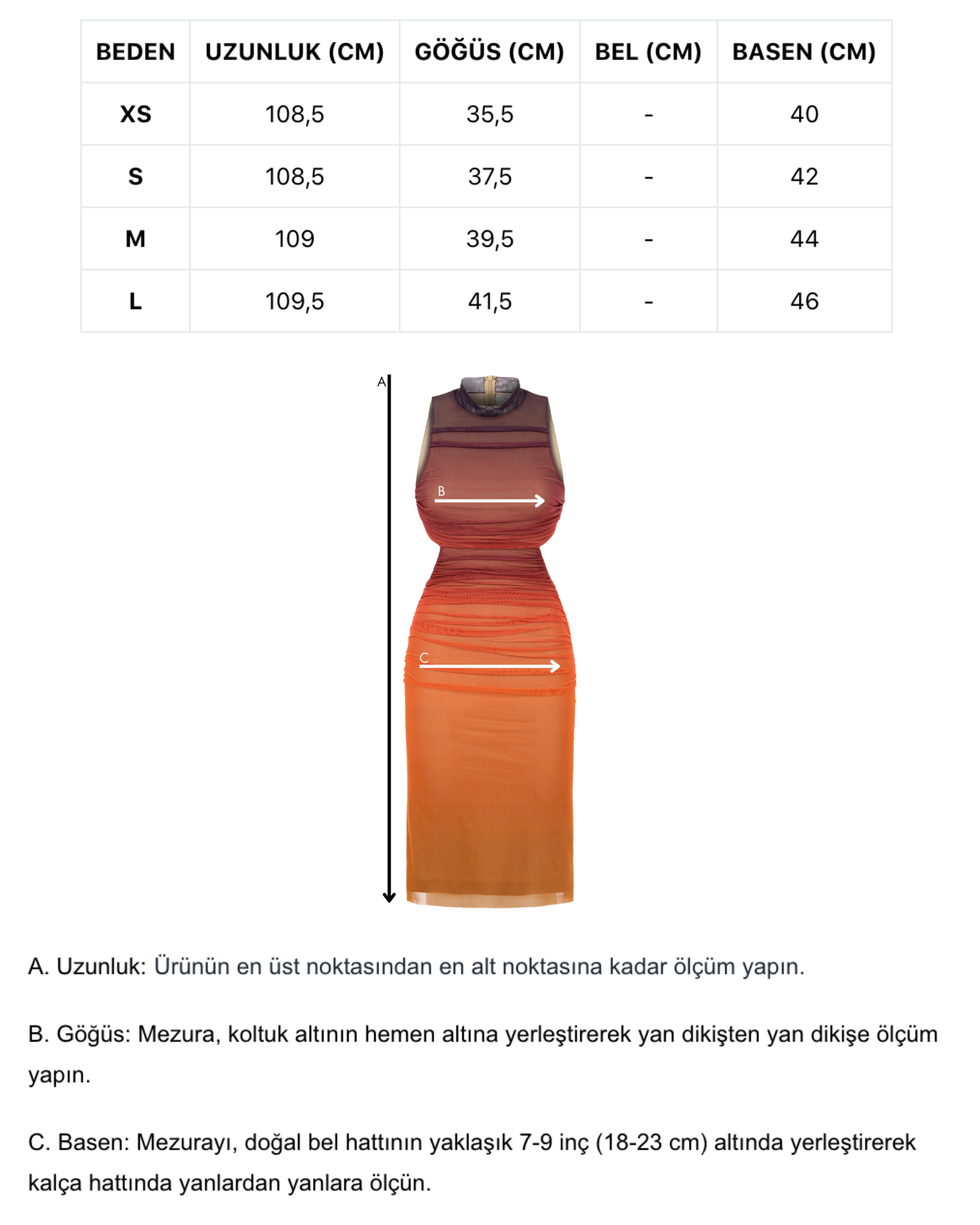 Khela turuncu gradyan baskı dik yaka kolsuz drape detaylı midi elbise