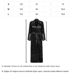 Khela siyah eskitme kumaş uzun trençkot