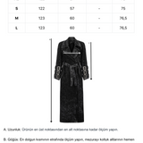 Khela siyah eskitme kumaş uzun trençkot