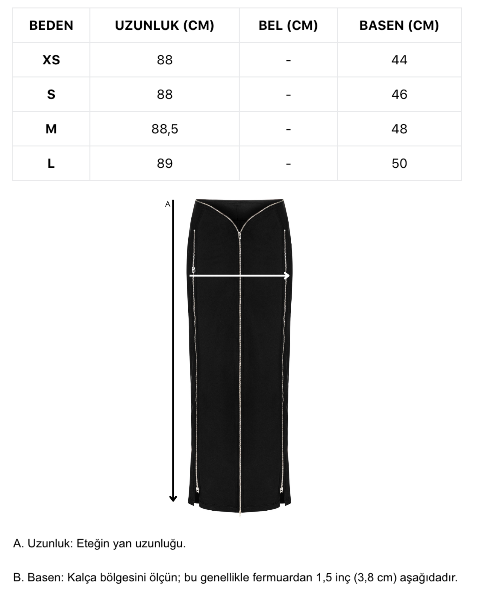 Khela siyah fermuar detaylı maksi etek