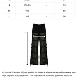 Siyah jarse şortlu şifon uzun pantolon