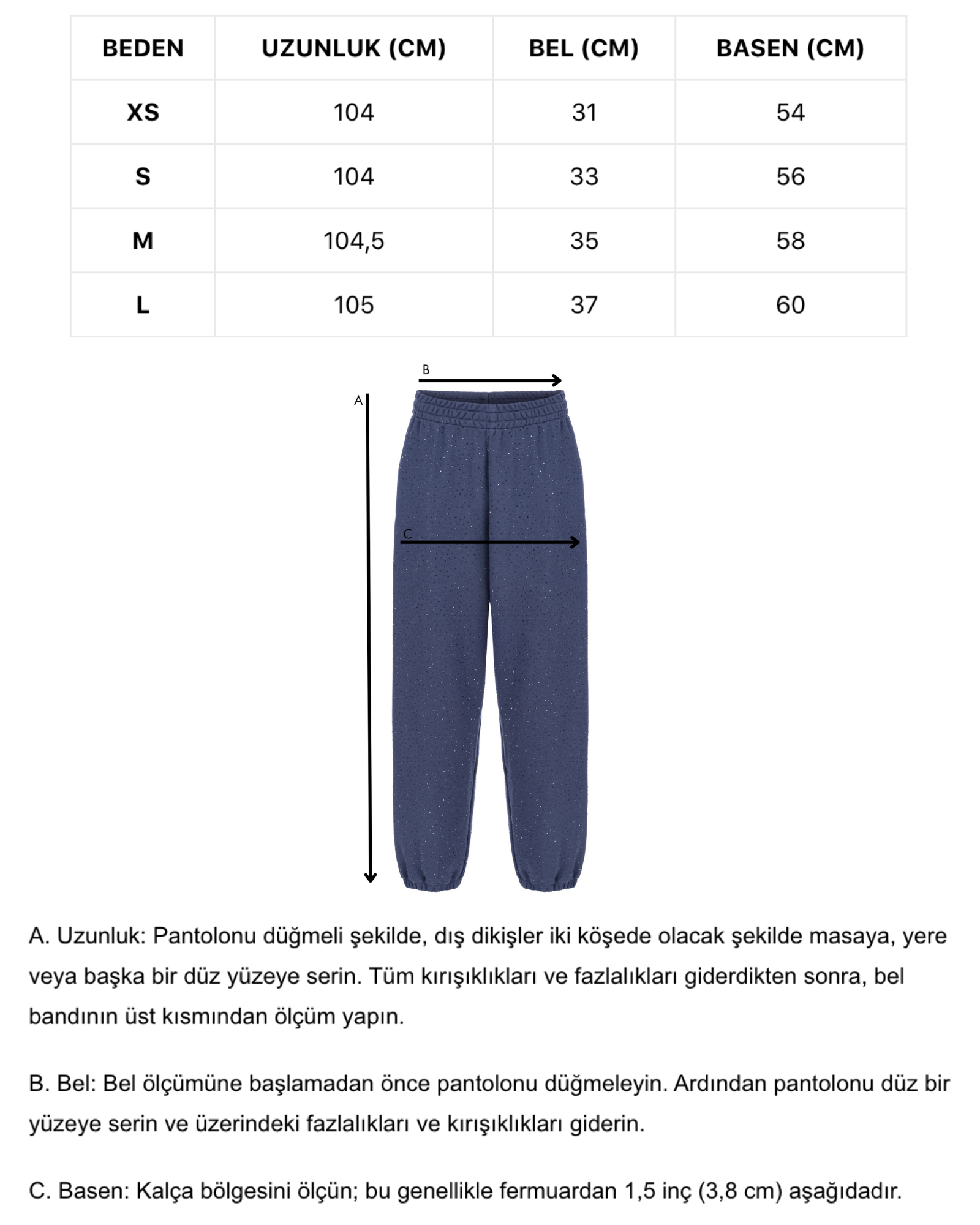 Khela mavi işlemeli lastikli sweatpant
