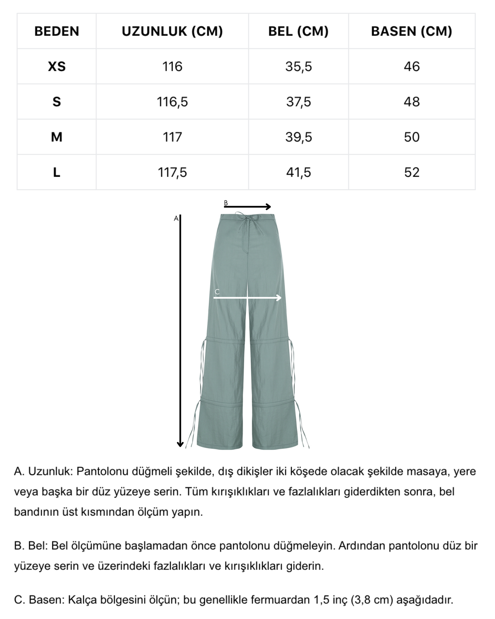 Yeşil ayarlanabilir bağcık büzgü detaylı paraşüt pantolon
