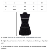 Khela siyah dik yaka sıfır kol lila taşlı mini elbise