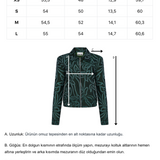 Yeşil desenli fermuarlı ceket