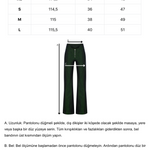 Yeşil fermuar detaylı denim pantolon