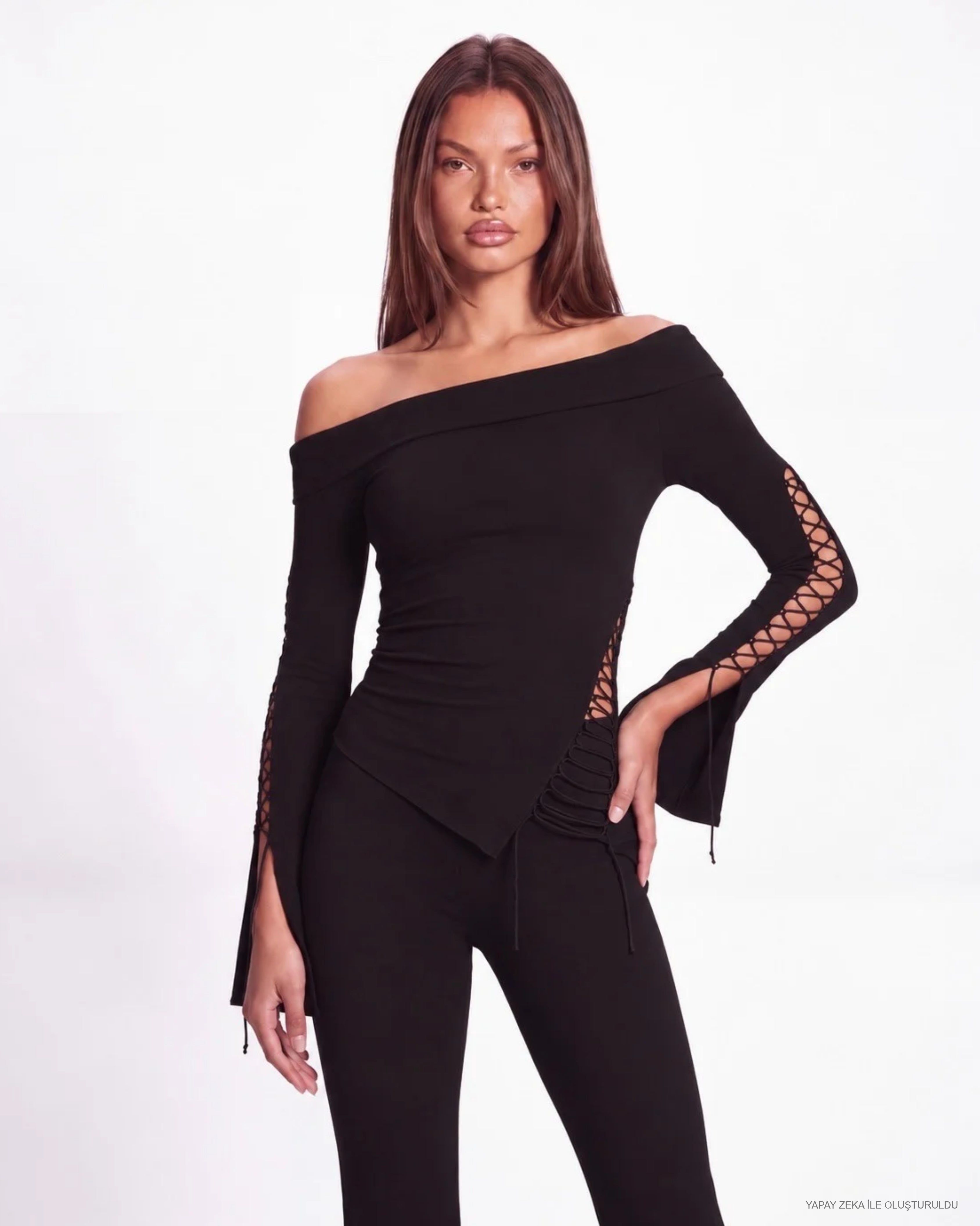 Khela No Scrubs Top ip detaylı kadın top