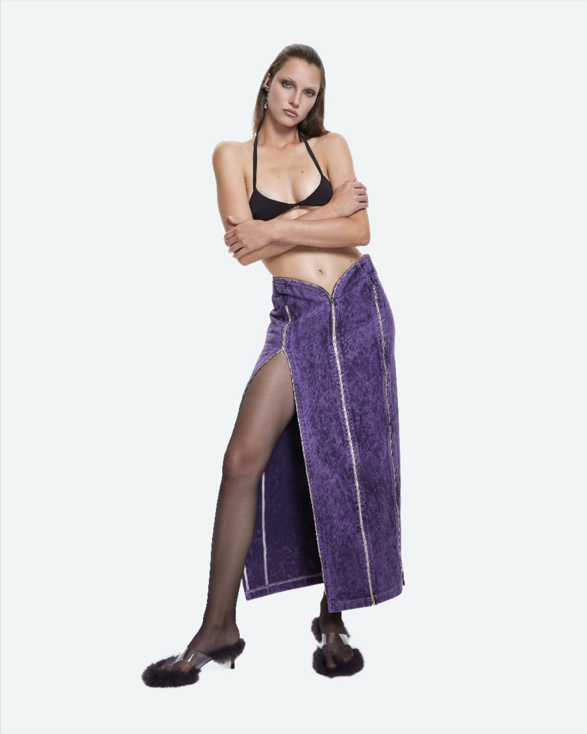Manipulator Skirt in Purple Acid Wash